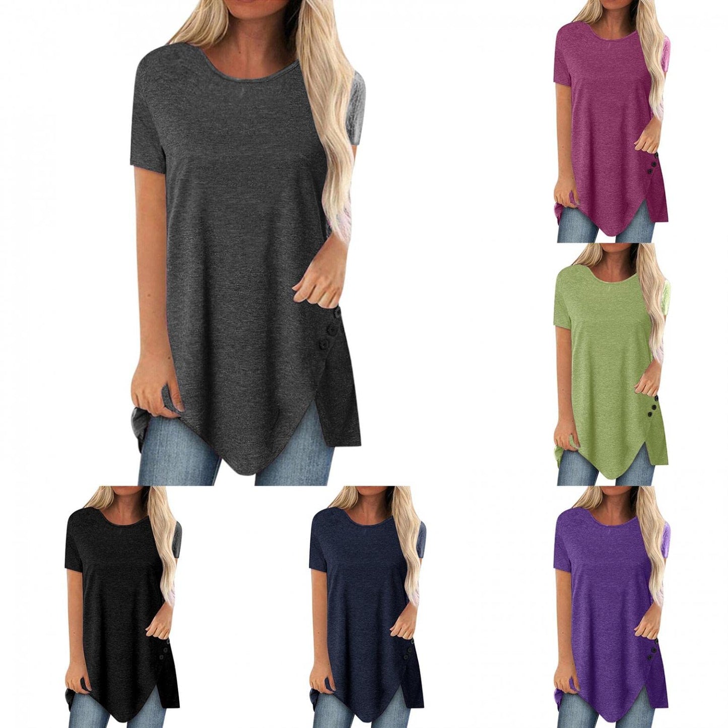 Aniywn Women's Plus Size Sweatshirt Tops Ladies Baggy Short/Long Sleeve Thin Solid/Printing Pullover Blouse T Shirts