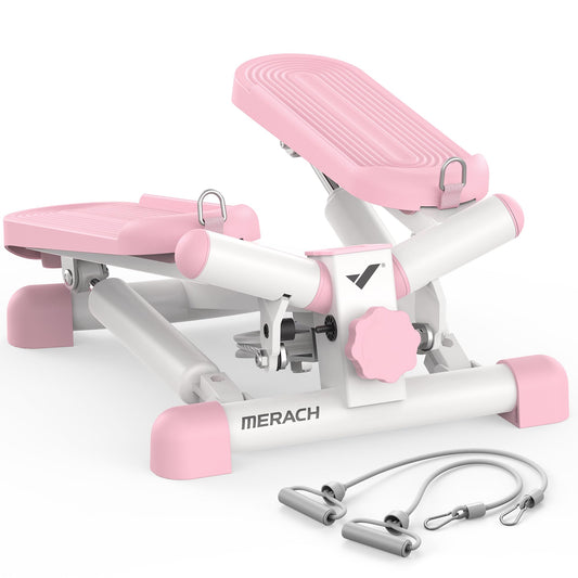 MERACH Mini Steppers for Exercise, Twist Stepper with Resistance Bands, 330LBS Capacity Stair Step Cardio Equipment for Full Body Workout