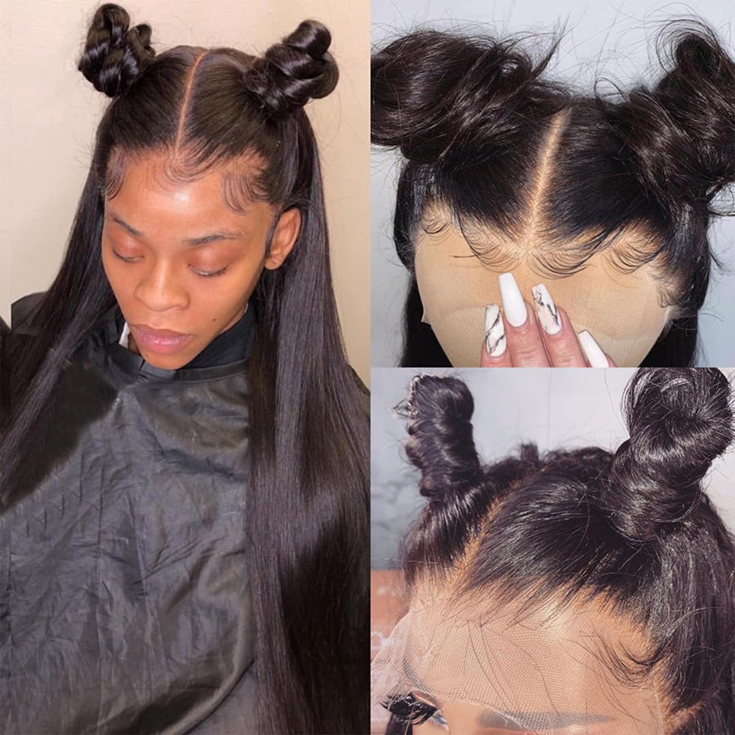 ANDRIA 13x6 HD Lace Front Wigs 200% Density Black Straight Glueless Lace Wigs Light Natural Color Lace Frontal Wigs for Women Synthetic Heat Resistant Hair Wig With Baby Hair Pre Plucked 28 Inches