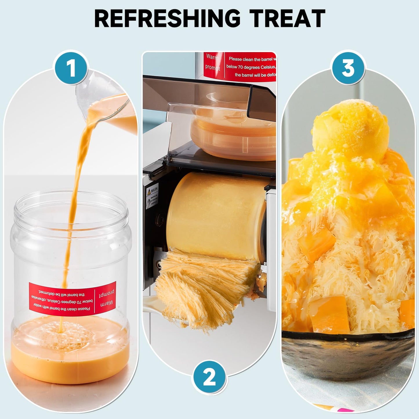 MWNYTUOH Snowflake Ice Machine,260W Shaved Ice Machine for Snowflake, Rapid Cooling, Food-Grade Stainless Steel Material, Snowflake Ice Maker for Kids/Homemade Ice Cream,Suitable for Party＆Homemade