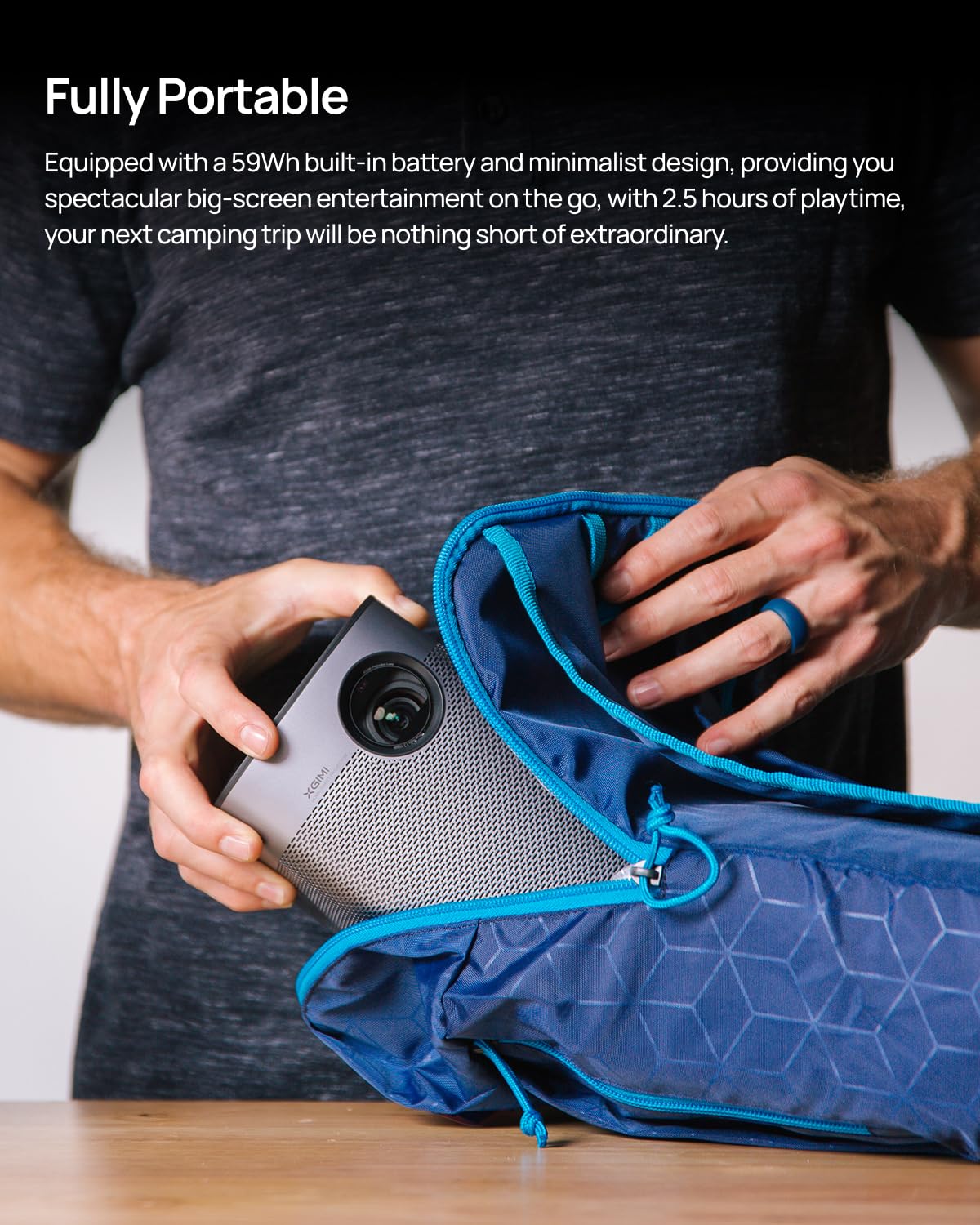 XGIMI Halo+ GTV NEW Portable Projector, Google TV with Licensed Netflix, 700 ISO Lumens, 2 x 5W Harman Kardon Speakers, Auto Focus, ISA, Wi-Fi, Built-in Battery with 2.5 Hours Playtime