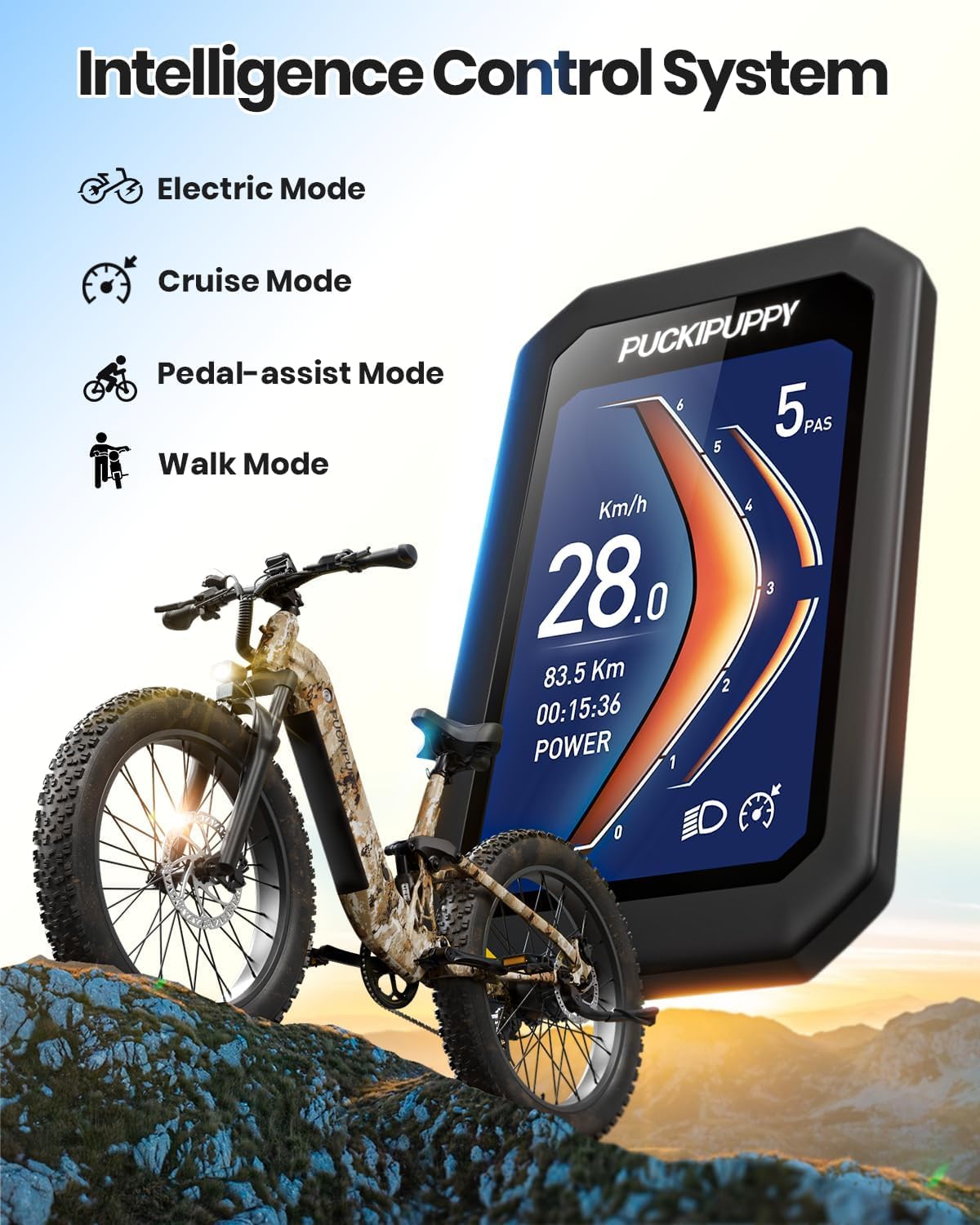PUCKIPUPPY Electric Bike for Adults 960W, 48V 20AH Battery Electric Bicycles, 26" x 4" Fat Tire Full Suspension Step-Thru Ebike, 28MPH Electric Mountain Bike, 7 Speed, 80Miles Range-BoxerST