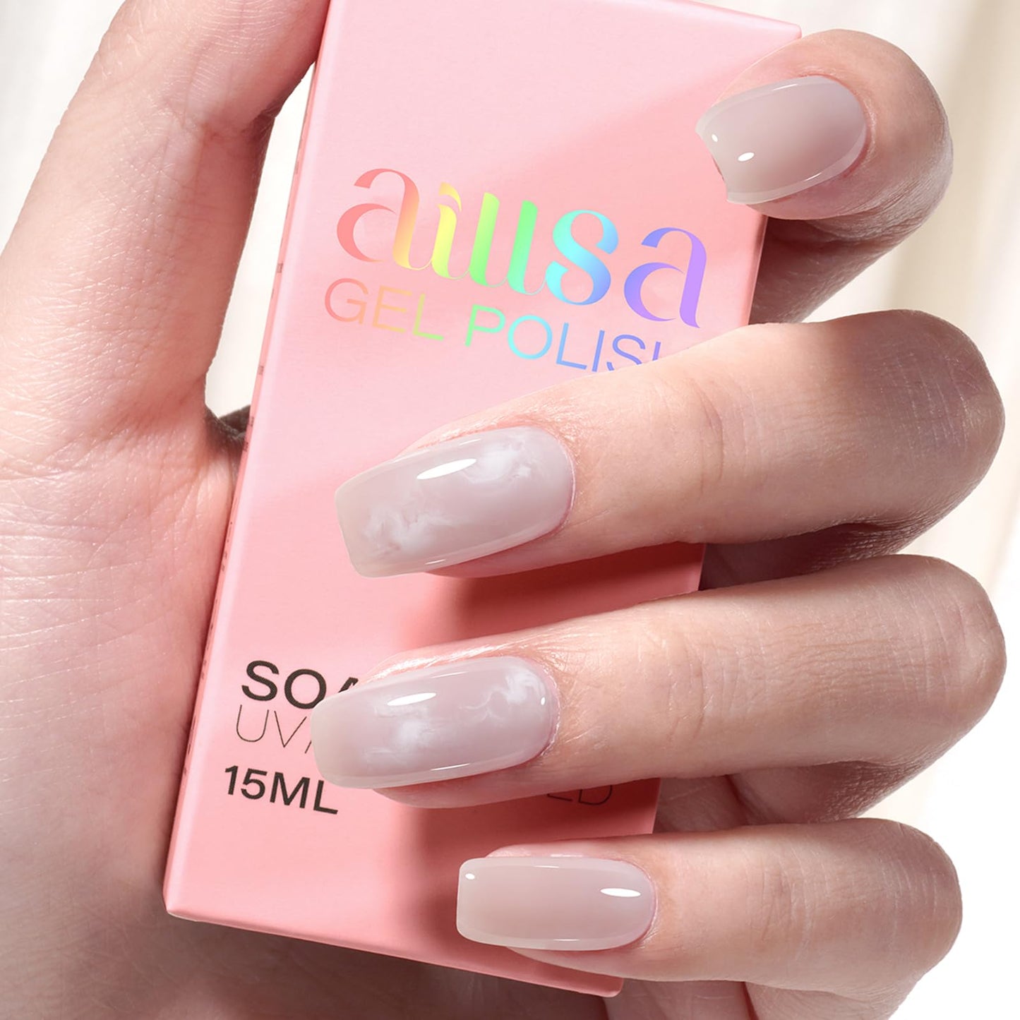 AILLSA Nude Gel Polish Secretly Love Translucent Gel Nail Polish Sheer Grey Jelly Gel Polish Long Lasting Senior Ash Neutral Color Pastel Nails Soak Off U V Gel for Nail Art at Home 0.51 Oz GB135