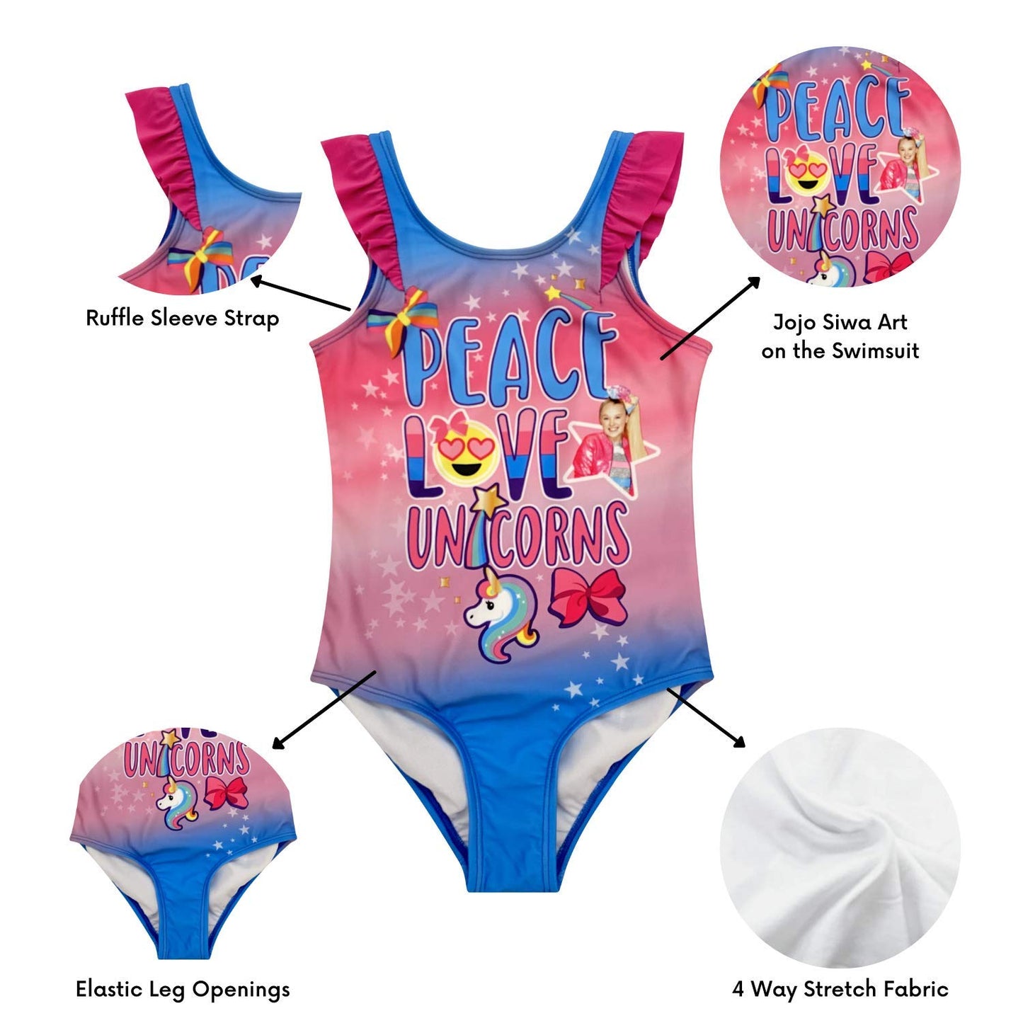 JoJo Siwa Little Girls One-Piece Bathing Suit Pink/Blue 6X