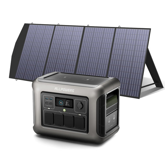 ALLPOWERS R1500 LITE Portable Power Station with SP033 Solar Panel, 1600W 1056Wh LiFePO4 Solar Generator with 200W Panel Included, Portale Power with UPS Function, Fast Charging