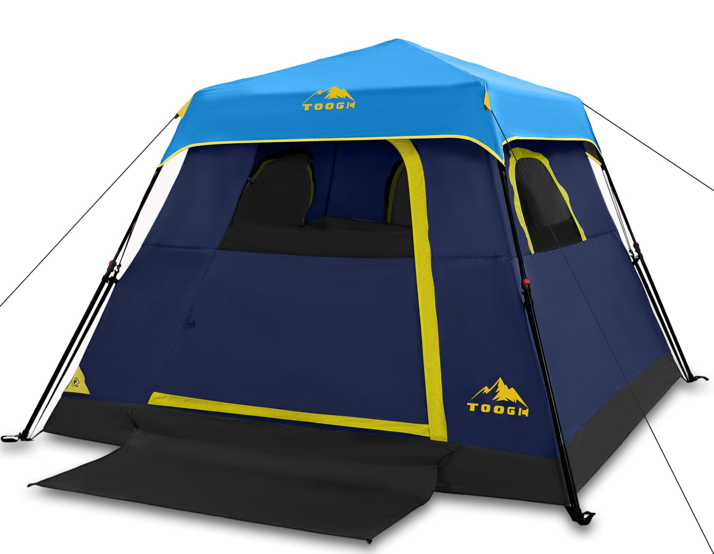 Toogh 3/4 Person Camping Tent with 1 Door, 4 Windows, and Upgraded Ventilation– Instant Setup, Waterproof, 8'x 8'x 67''Oxford Fabric Floor Pop Up in 60 Seconds Includes Rainfly and Backpack