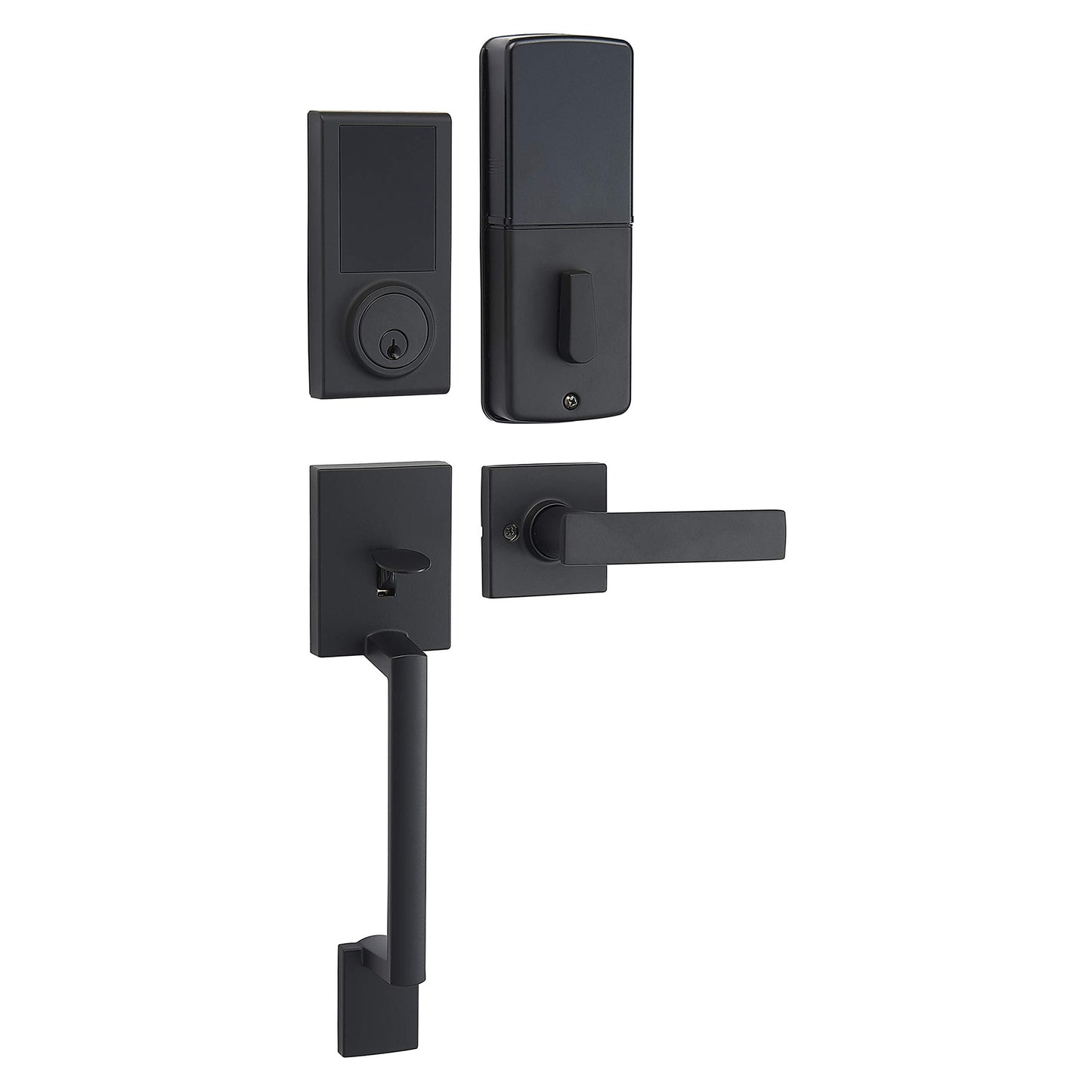 Amazon Basics Grade 3 Electronic Touchscreen Deadbolt Door Keypad Lock with Handleset, Matte Black, 133mm H Uppper x 294.5mmL Lower