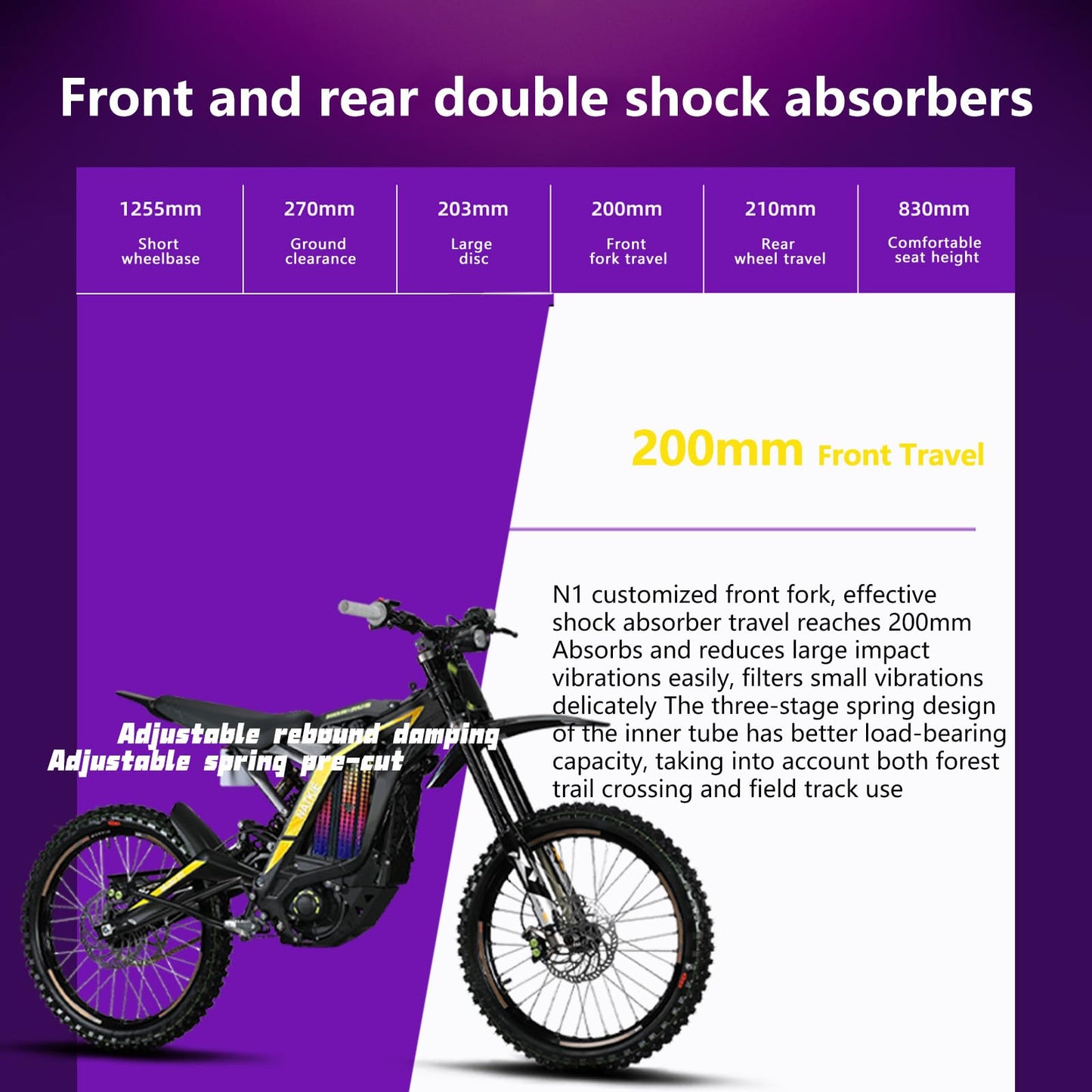 natkie Electric Motorcycle Bike for Adults, Electric Dirt Bike 8000W(Peak) Mid-Mounted Motor 72V/30AH Removable Battery, Max Speed 50MPH/76Miles Off Road Electric Mountain Bike, Dual LED Headlight