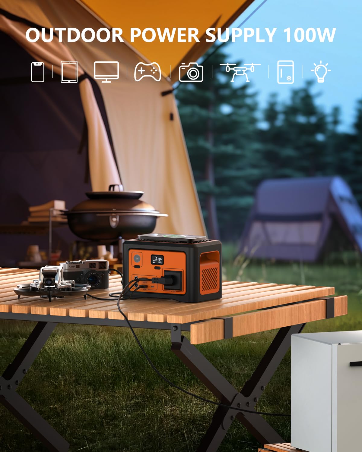 Tiexei S1 Portable Power Station,192W Camping battery generator,Solar power station,electric generator with AC Outlet 100W for Home Backup Outdoor Emergency Camping RV with Bluetooth