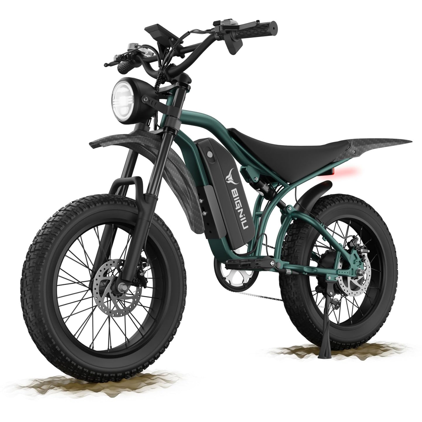 BG-S Electric Bike for Adults – 20"x4.5" Fat Tire, 1200W Motor, 48V 15Ah Battery, 7-Speed, Dual Disc Brakes for Off-Road and City Riding (Olive Green)
