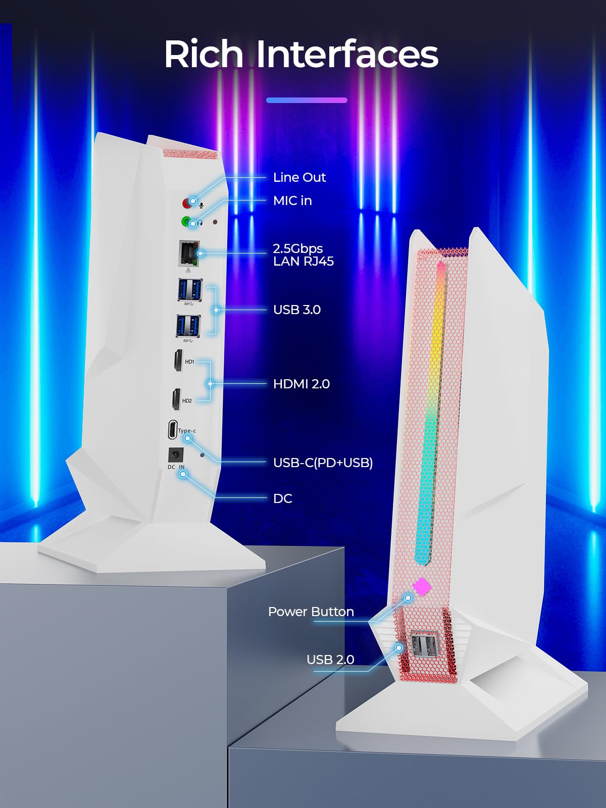 TOPGRO T1 Mini Gaming PC 12th Gen Core i7-12700H/RTX3050ti 8G GDDR6, Mini Computers(14C/20T, up to 4.7GHz) 32GB DDR4,1TB PCIe4.0 SSD,Mini Desktop PC Win11 Pro,RGB Lights, WiFi6E/BT5.3/2.5G LAN/4K