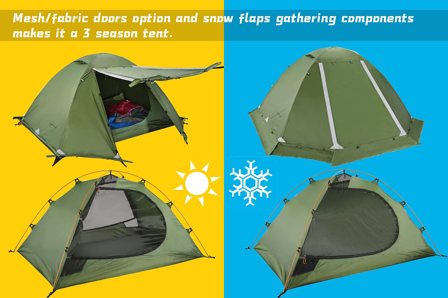 Clostnature Libra Lightweight Backpacking Tent - 2 Person 4 Season Ultralight Waterproof Camping Tent, Large Size Easy Setup Tent for Winter, Cold Weather, Family, Outdoor, Hiking and Mountaineering