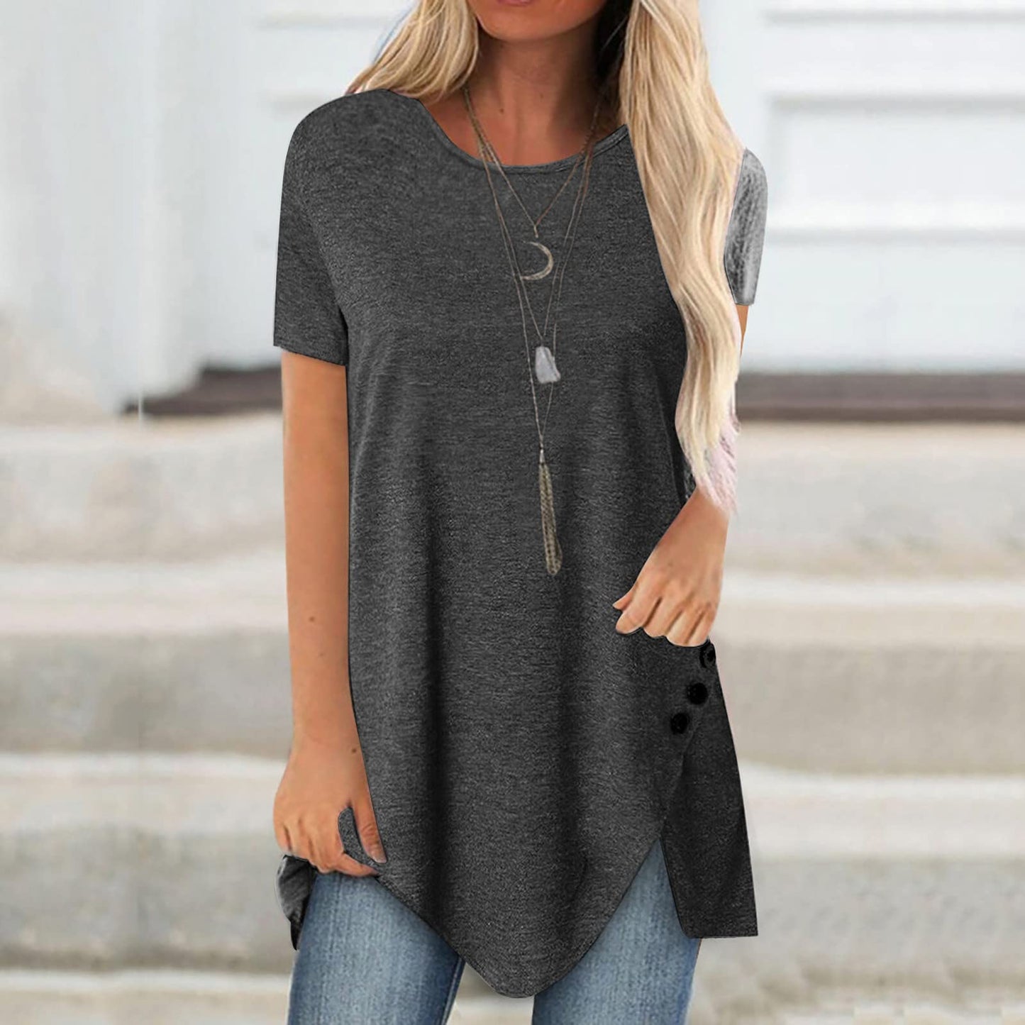 Aniywn Women's Plus Size Sweatshirt Tops Ladies Baggy Long Sleeve Thin Solid/Printing Pullover Blouse T Shirts