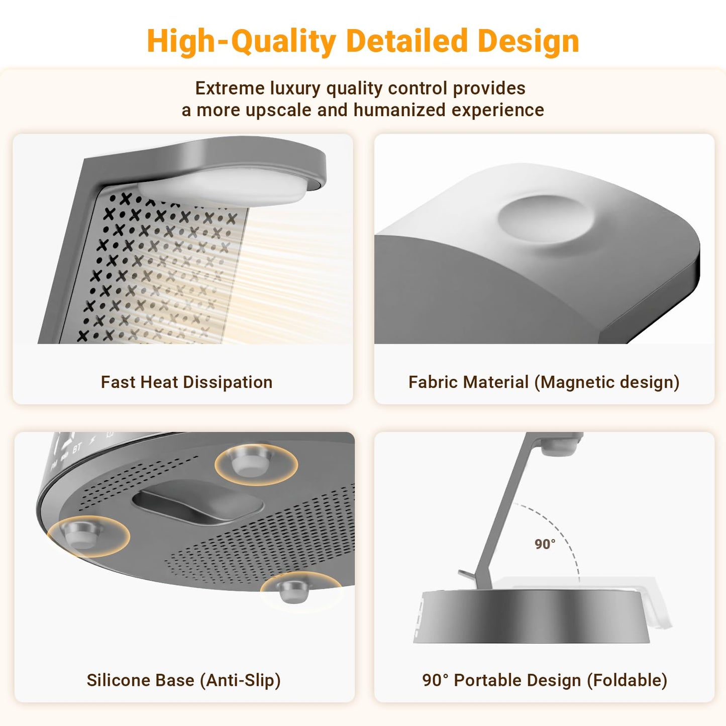 Alarm Clock Charging Station for Bedrooms, Wireless Charging Station with Dimmable Night Light Bluetooth Speaker, Mag-Safe Charger for iPhone 16 15 14 13 12 Pro Max, Apple Watch, AirPods Pro