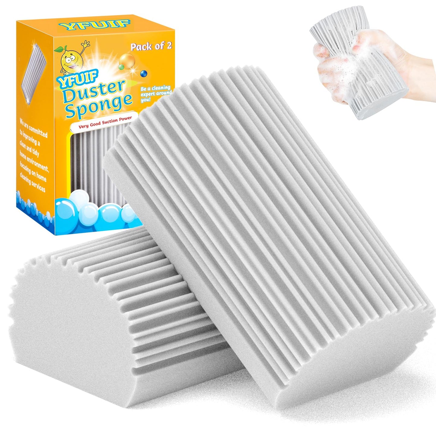 4 Pack Damp Clean Duster Sponge, Magic Sponge Eraser for Household Cleaning, Reusable Dusters Cleaning Supplies for Housekeeping, Dish, Blinds, Glass, Baseboards,Window Track Grooves and Faucets