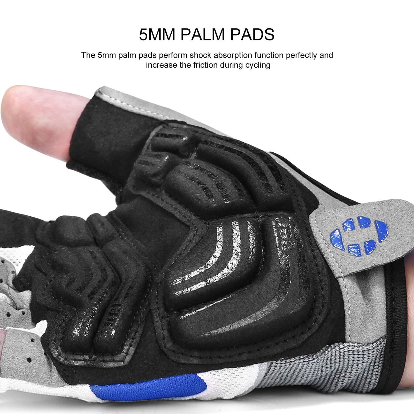 INBIKE 5mm Gel Pad Half Finger Bike Bicycle Cycling Gloves Blue XX-Large