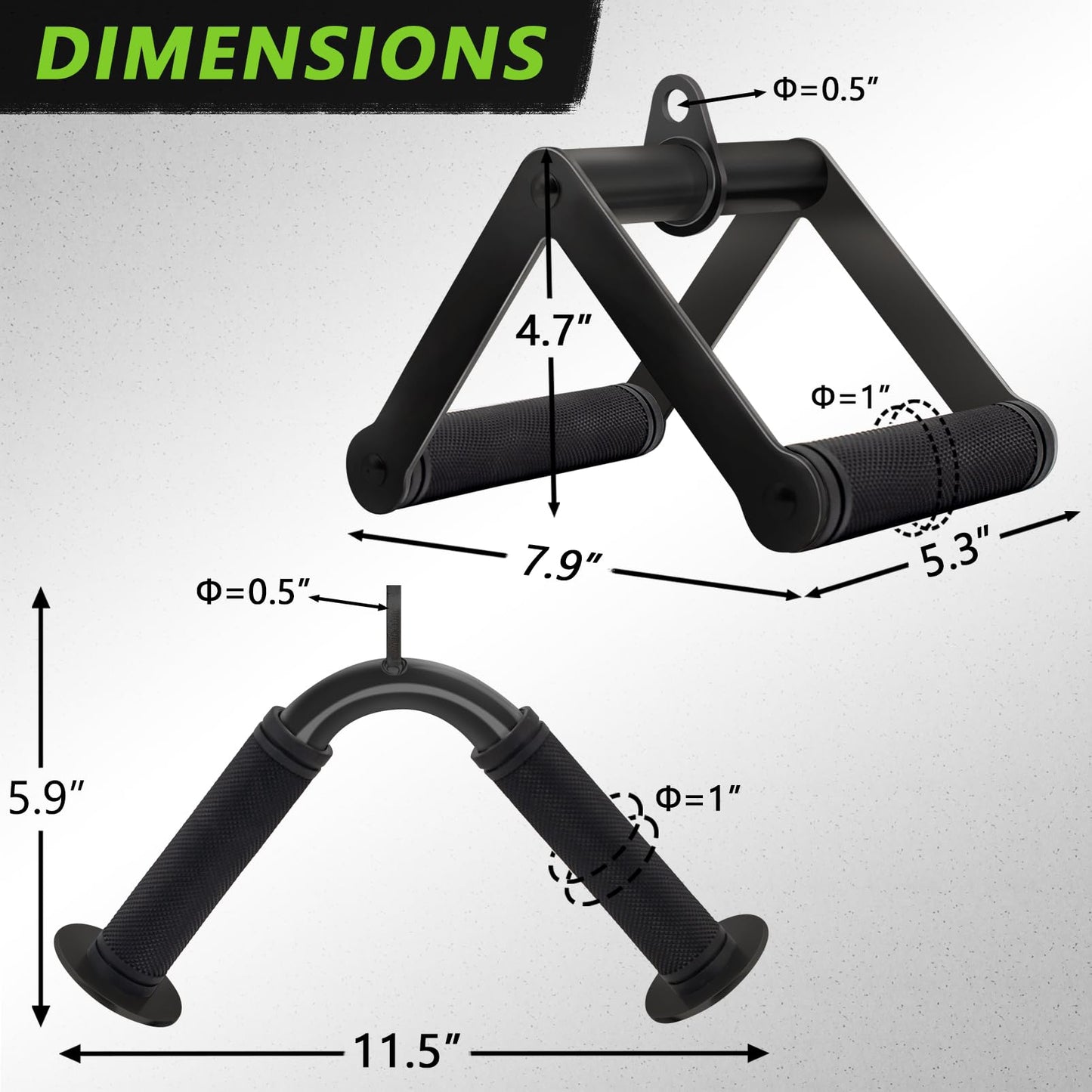 Howffite V Shaped Press Down Bar Cable Machine Attachment Double D Row Handle Landmine Attachments Biceps Triceps Back Muscle Exercise Accessories