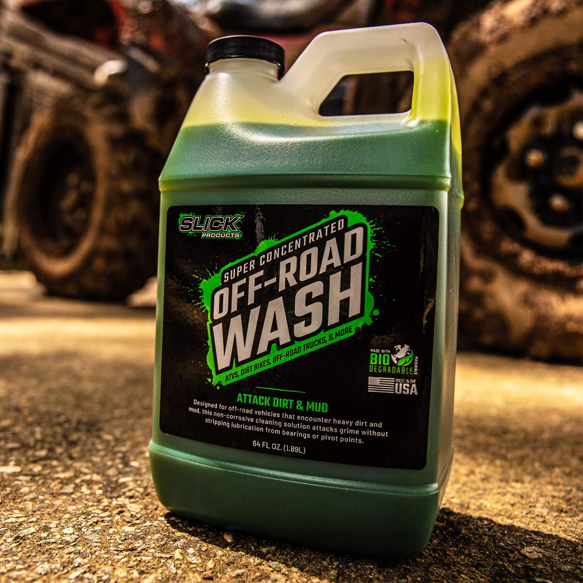 Slick Products Off-Road Wash (64 oz.) + Garden Hose Foam Gun Bundle - Super Concentrated Bike, ATV, UTV, Truck Wash Foam Shampoo for Heavy Dirt and Mud