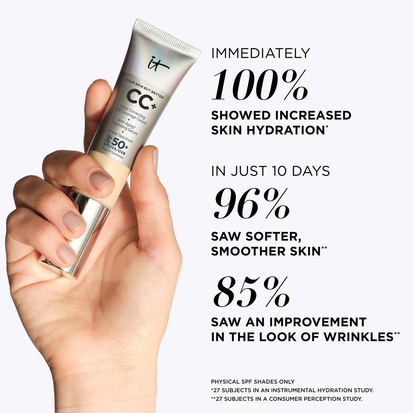 IT Cosmetics Your Skin But Better CC+ Cream, Neutral Medium - Color Correcting Cream, Full-Coverage Foundation, Hydrating Serum & SPF 50+ Sunscreen - Natural Finish - 1.08 fl oz