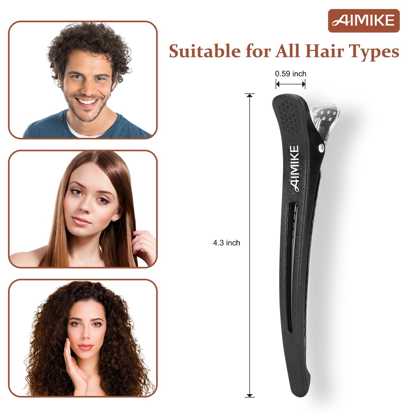AIMIKE Hair Clips for Styling and Sectioning - 6 Pack Non-Slip Clips with Silicone Band, No-Trace Design for Thick and Thin Hair