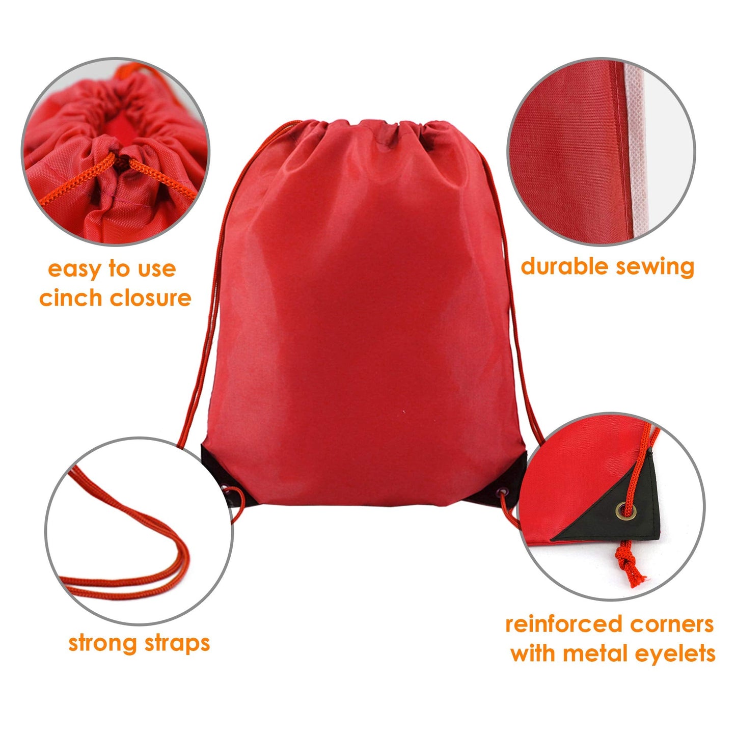 BeeGreen 20 pieces Wholesale Red Drawstring Backpack Bags Cinch Bags Bulk Heavy Duty String Backpack Machine Washable Lightweight Sackpack Outdoor Sport Bags for Men Women