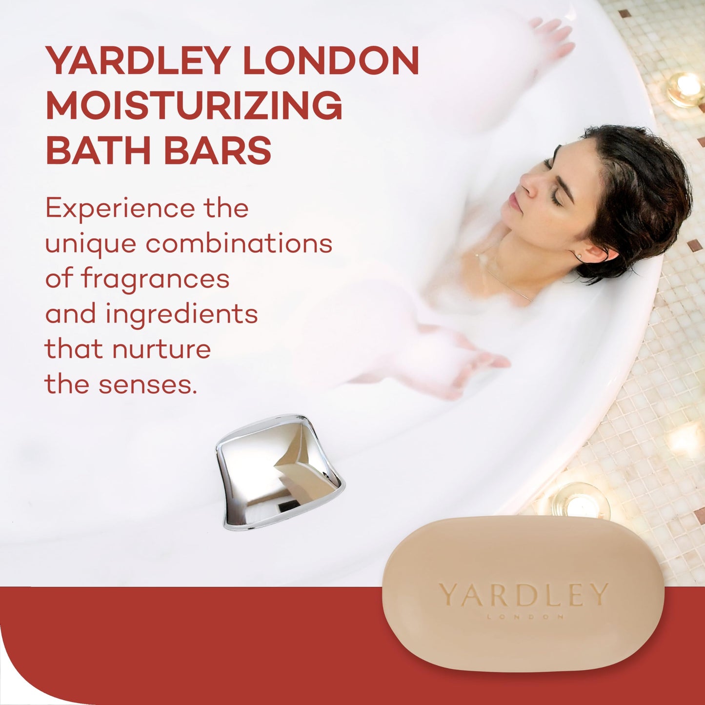 Yardley London Nourishing Bath Soap Bar Cocoa Butter, Helps Soften Dry Skin with Pure Cocoa Butter, Shea Butter & Vitamin E, 4.0 oz Bath Bar, 1 Soap Bar (Pack of 3)