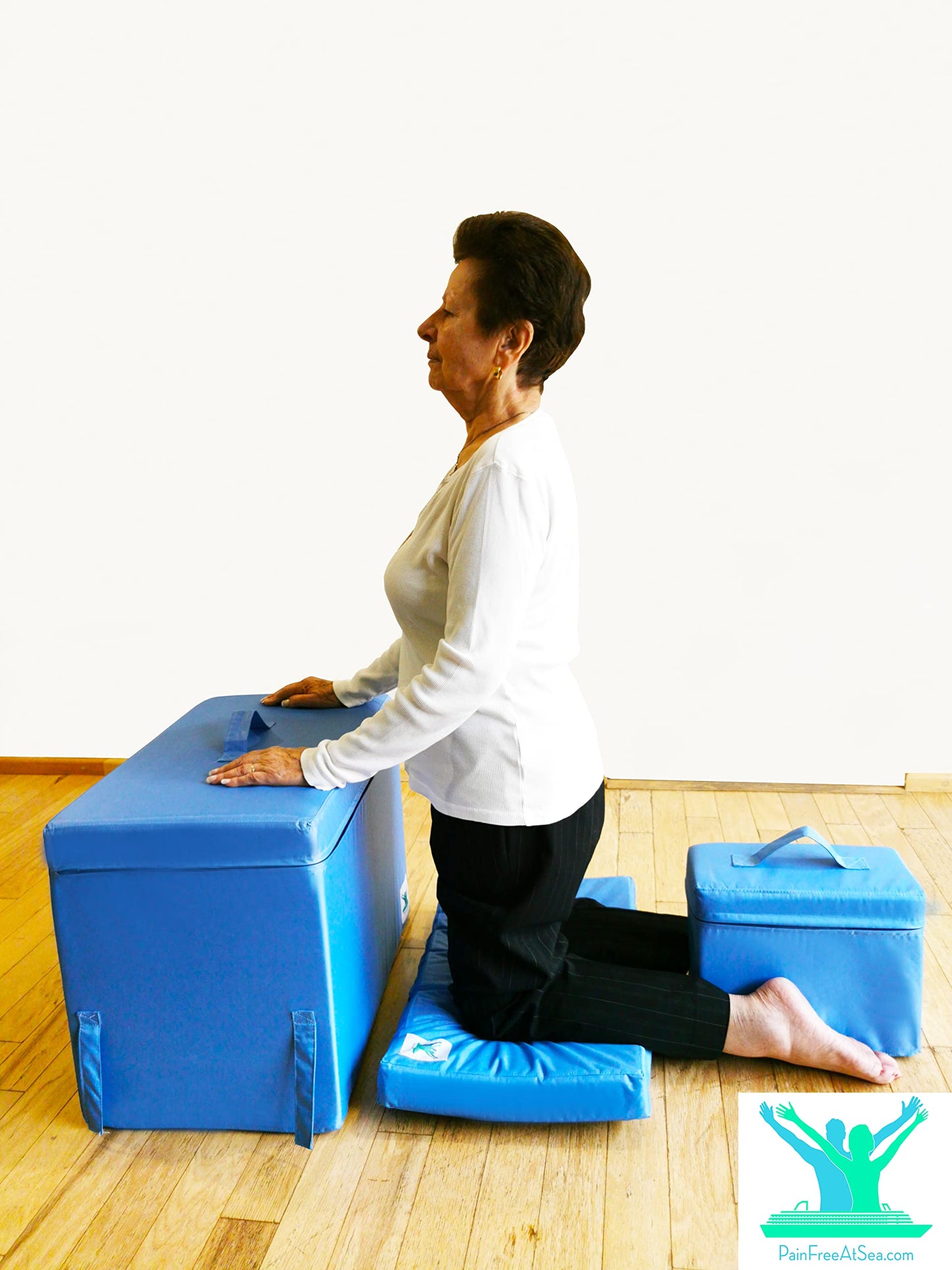 Pain Free At Sea Large Foam Block - Posture Therapy Equipment with Practical Straps & Water-Resistant Cover, Extra Strong Density, Alternative Chair, for Neck, Back, Hip, Knee & Ankle Pain, 18 Inches