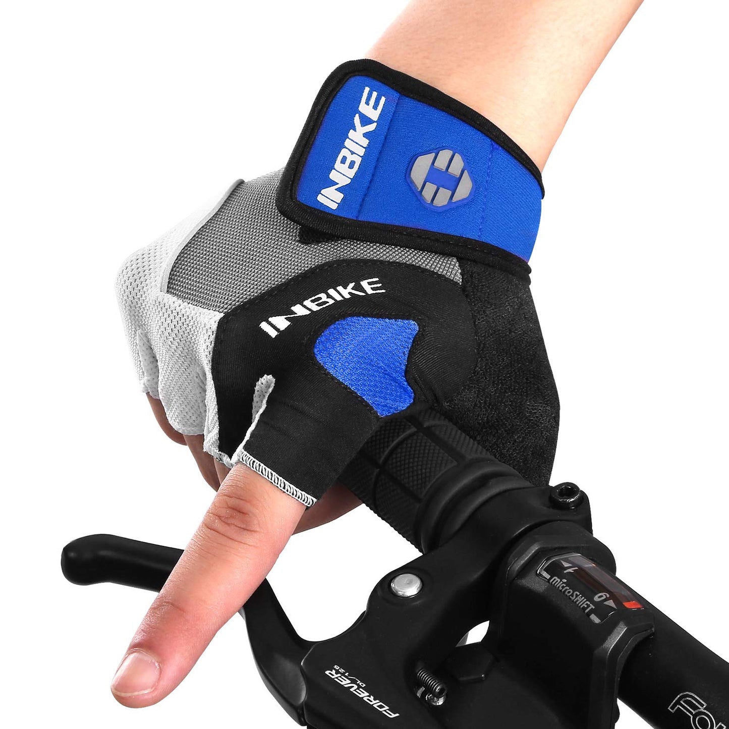 INBIKE 5mm Gel Pad Half Finger Bike Bicycle Cycling Gloves Blue XX-Large