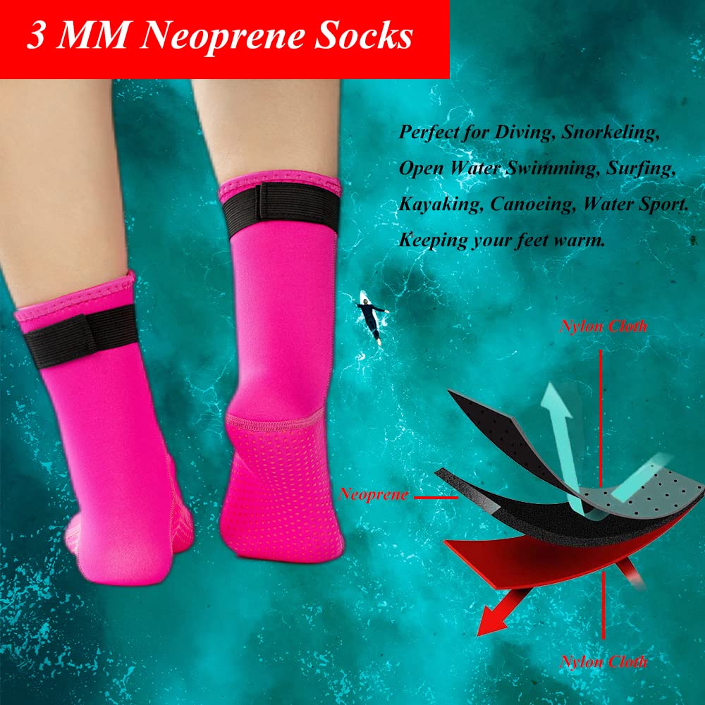 YDQUANI Wetsuit Socks 3mm Neoprene Diving Socks Thermal Anti-slip Scuba Socks Water Booties for Swimming Water Sports