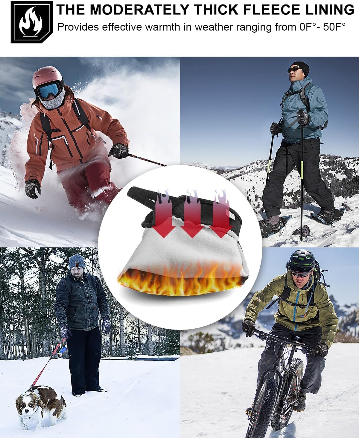 RIGWARL 10F°- 50F°Upgraded Winter Gloves Warm Waterproof, Thermal Cotton Cycling Gloves for Men Women with Touch Screen, Cold Weather Drving Gloves for Runing Camping Hiking Bike Walking Skiing Snow
