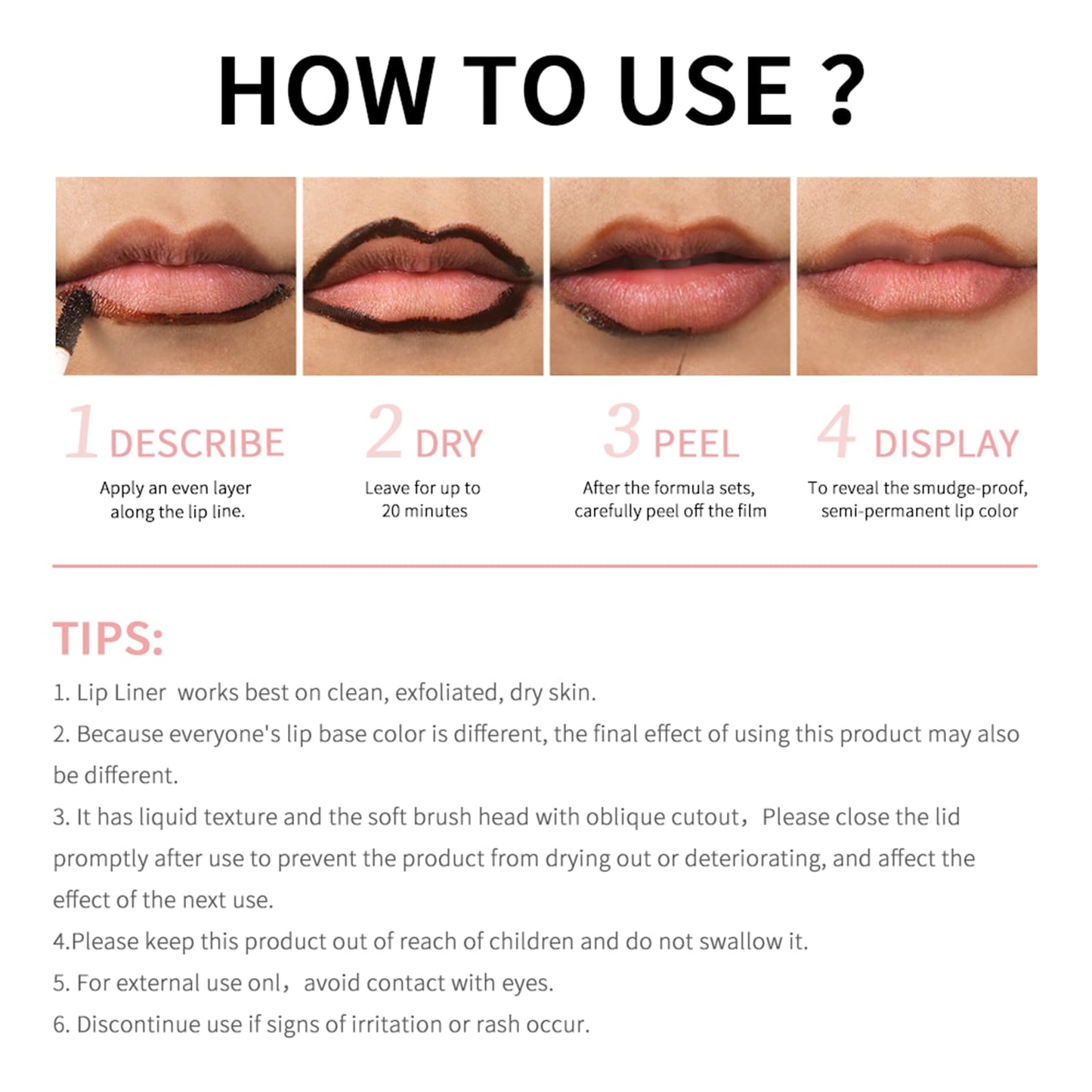 Peel Off Lip Liner Stain - Long-Lasting, Smudge-Proof, Waterproof Nude Matte Lip Tint, Non-Fading Peel Off Lip Color, Effortless Precision & Full Coverage, Vegan & Cruelty-Free, #2 Neutral Mauve