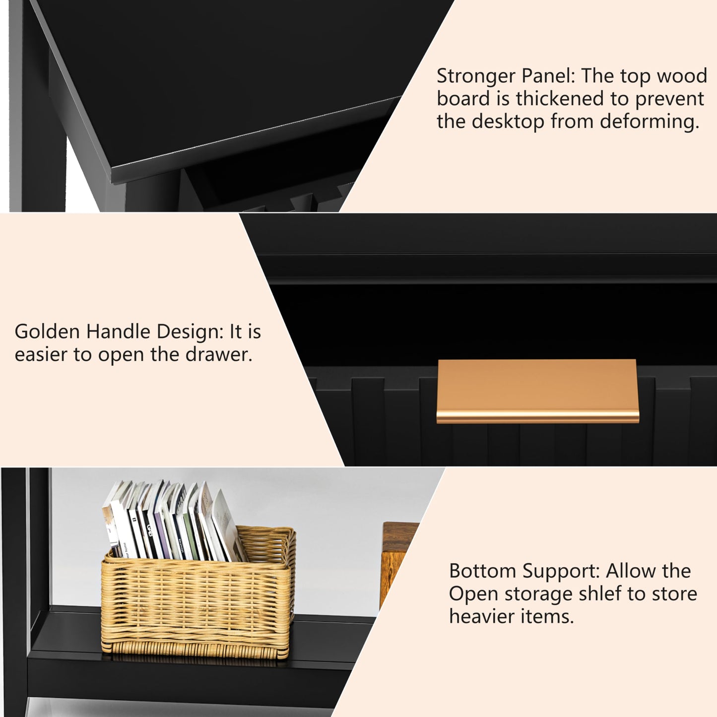 Alaxgumrol 39 inch Entryway Table with Storage, Narrow Console Table with 2 Drawers, Modern Sofa Table with Open Storage Shelf for Living Room, Foyer Hallway, Black