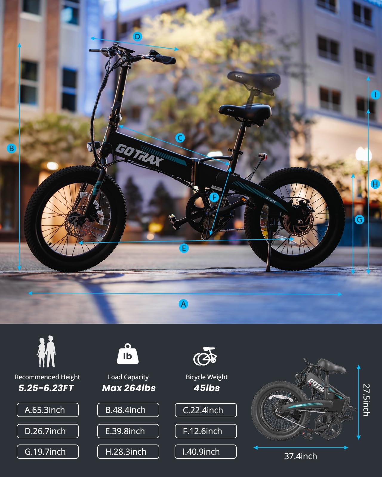 Gotrax R1 20" Folding Electric Bike with 40 Miles Range by 48V Battery, 20Mph Power by 350W, Weighs Only 45lbs, LCD Display & 5 Pedal-Assist Levels, Suitable for Leisure Riding&Commuting Black
