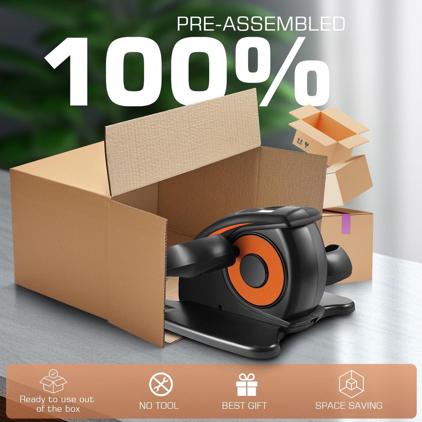 ANCHEER Under Desk Elliptical Machine, Electric Seated Pedal Exerciser, Mini Elliptical Machines for Seniors, LCD Display Monitor, Remote Control, Leg Exerciser for Home (Training Orange)