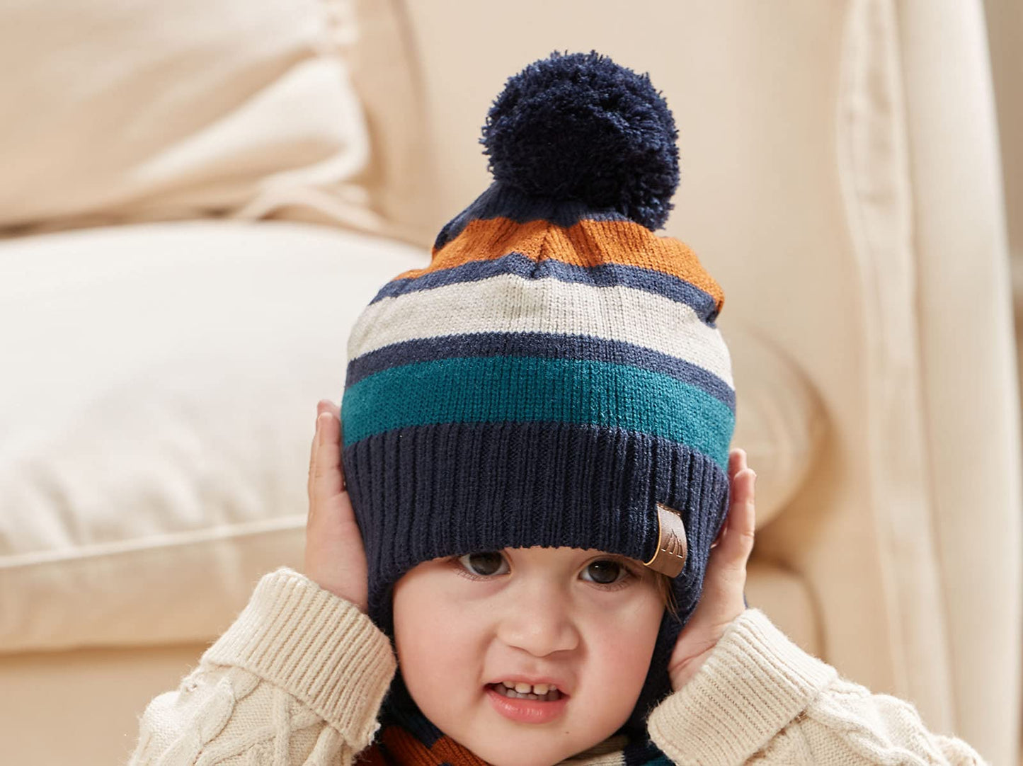 AHAHA Boys Winter Hat Baby Beanies with Earflap Upgrade Fleece-Lined Skiing Toddler Hat