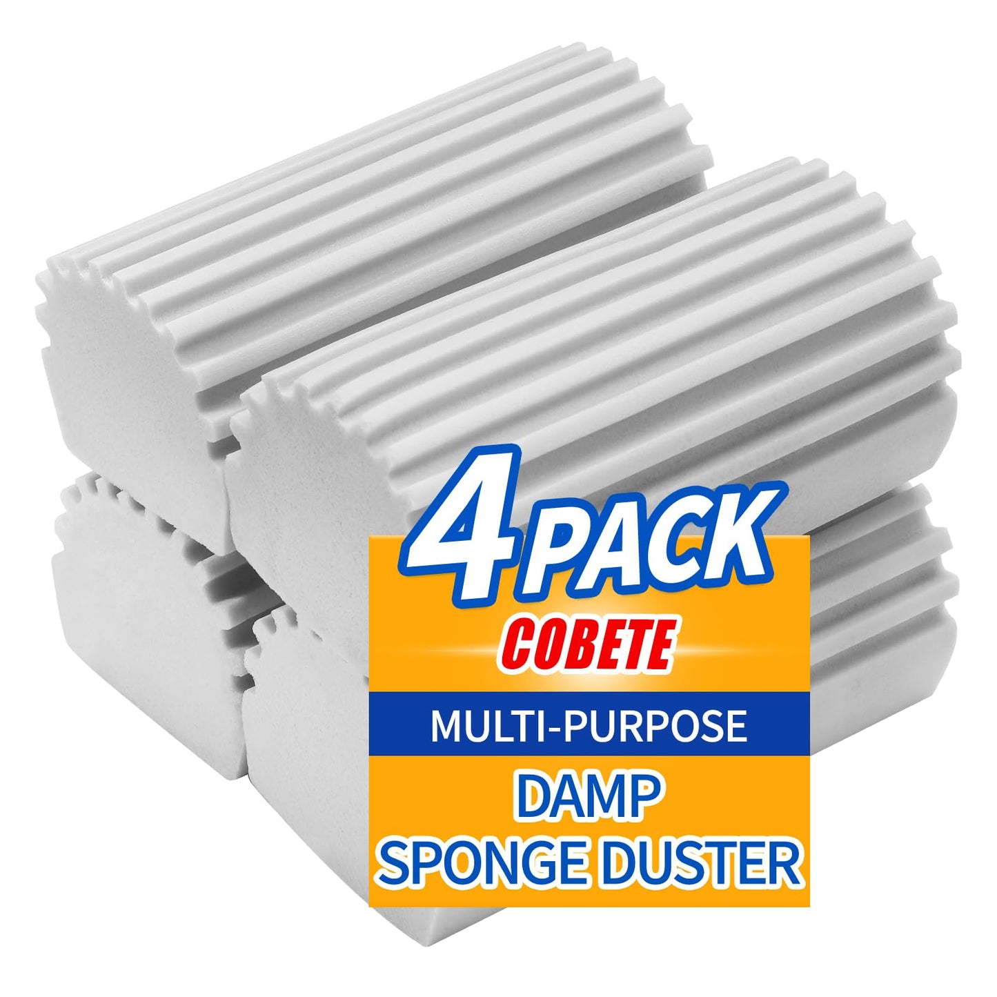 COBETE Damp Clean Duster Sponge,4pack Magic Sponge Eraser,Reusable Damp Dusting Sponge Household Cleaning for Blinds, Glass, Baseboards,Radiators,Window Track Grooves(Pink)