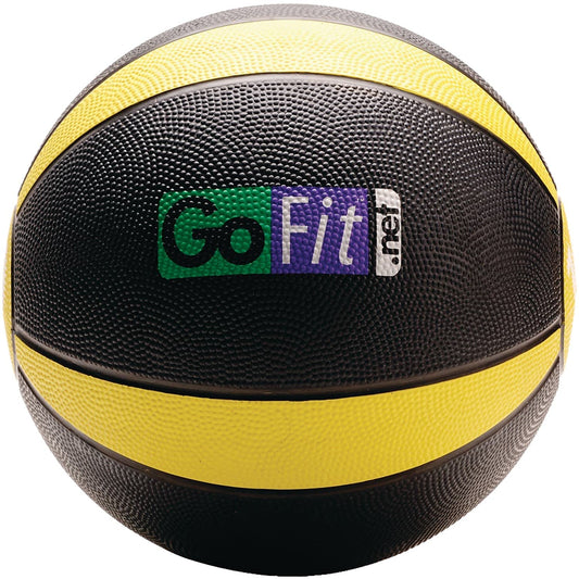 Medicine Ball, Training Manual Set - GoFit Textured Medicine Ball and Exercise Manual Available In Weight Increments of 4, 6, 8, 10, 12, or 15 Pounds,Yellow,GF-MB10