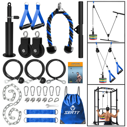 Weight Cable Pulley System Gym, SERTT Upgraded Cable Pulley Attachments for Gym LAT Pull Down, Biceps Curl, Tricep, Arm Workouts - Weight Pulley System Home Gym Add On Equipment