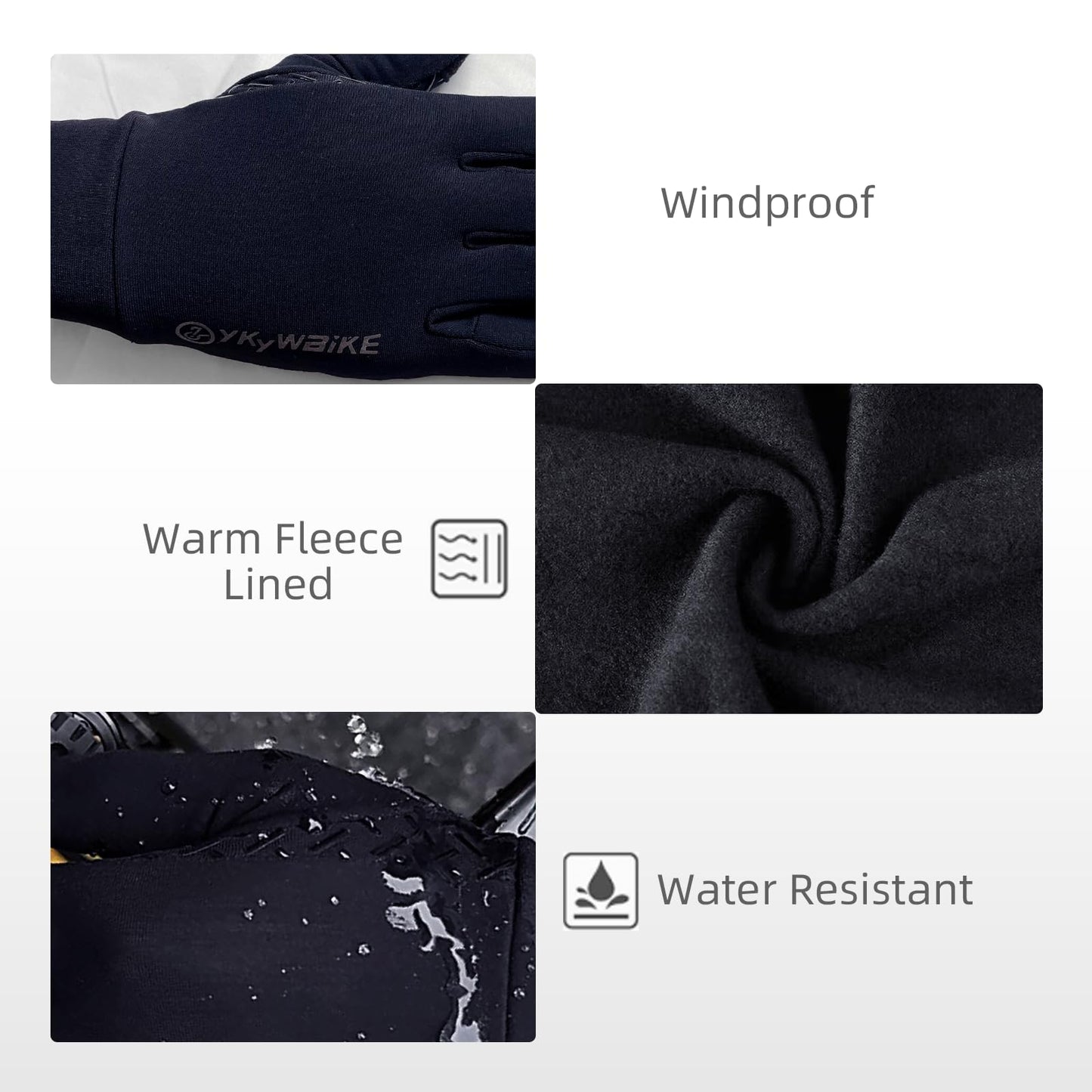 YKYWBIKE Winter Cycling Gloves-Touch Screen Biker Gloves,Waterproof Bike Gloves,Windproof Biking Gloves,Thermal Gloves for Biking Driving Running Hiking for Men Women