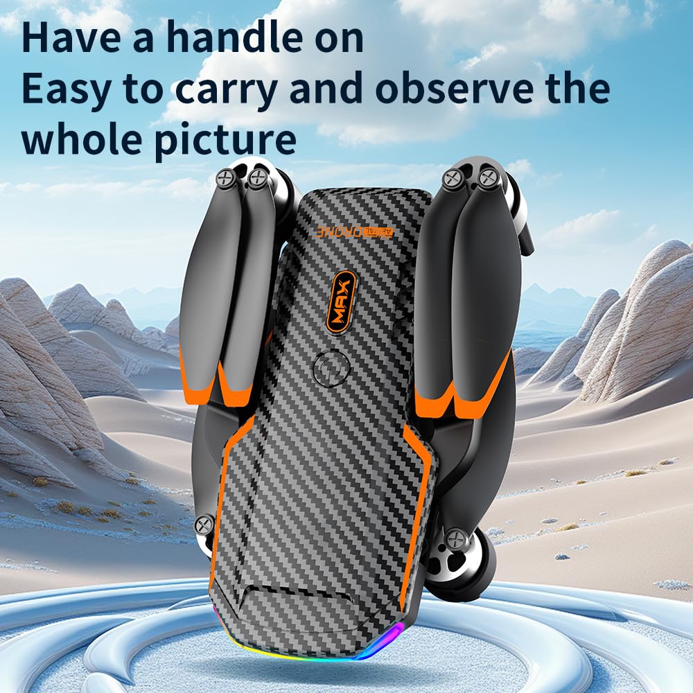 AMHYEWO 8K HD Triple Lens Drone with Carbon Fiber Frame, 50 Min Flight, 360° Obstacle Avoidance & Brushless Motors | Optical Flow Hover, Headless Mode for Adults