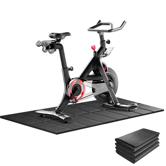 Exercise Bike Treadmill Mat 63x30,Compatible with Peloton, 1/4" Thick Indoor Bike Trainer Mat for Hardwood Floors, for Spin Stationary Bike, Equipment Stability Mat for Workout, Noise Shock Absorption