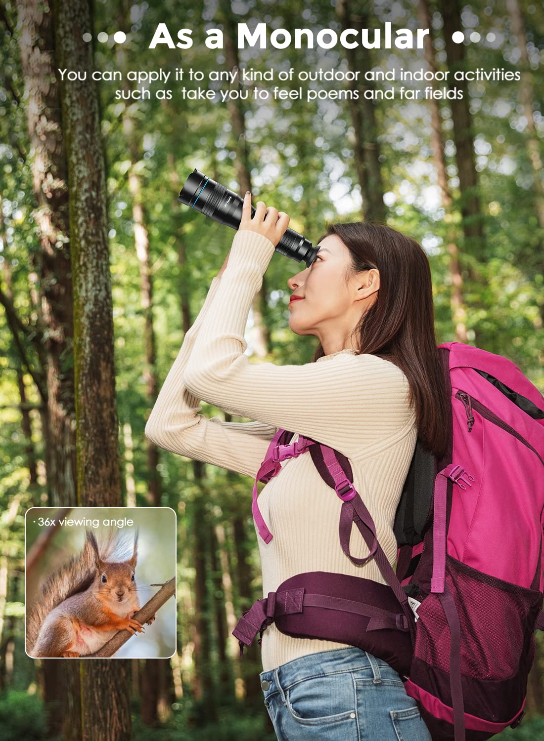 APEXEL 36x High Power HD Telephoto Lens Kit | Zoom Camera Lens with Tripod & Universal Clip | iPhone/Samsung/Android | Wildlife Photography and Observation