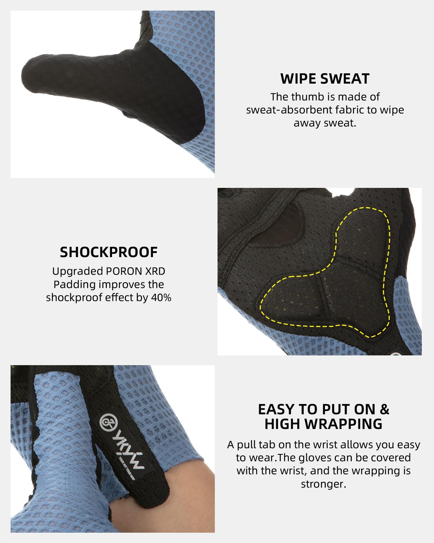 YKYWBIKE Cycling Gloves-Touch Screen Biker Gloves,Full Finger Mountain Bike Gloves,Lightweight Padded Biking Gloves,Breathable Sport Gloves,Shock-Absorbing MTB Bicycle Gloves for Men Women