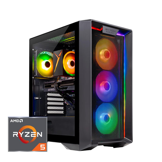 Skytech Nebula Gaming PC Desktop, Ryzen 5 5500 3.6 GHz (4.2GHz Turbo Boost), NVIDIA RTX 4060 8GB GDDR6X, 1TB SSD, 16GB DDR4 RAM 3200, 650W Gold PSU, Wi-Fi, Win 11 Home