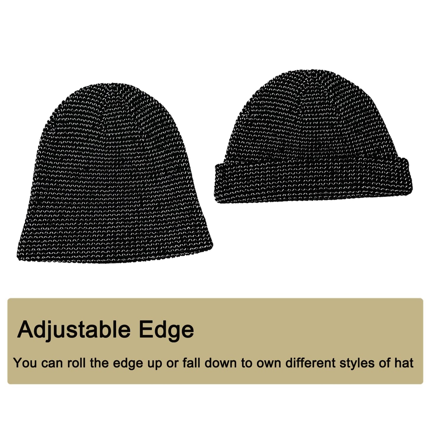 Oeyliz Reflective Beanie Men Women Unisex Reflective Hat Winter Warm Reflective Running Beanie Hat Night Running Walking Reflective Beanie Hats Black Winter Reflective Running Beanie Hat (Black)