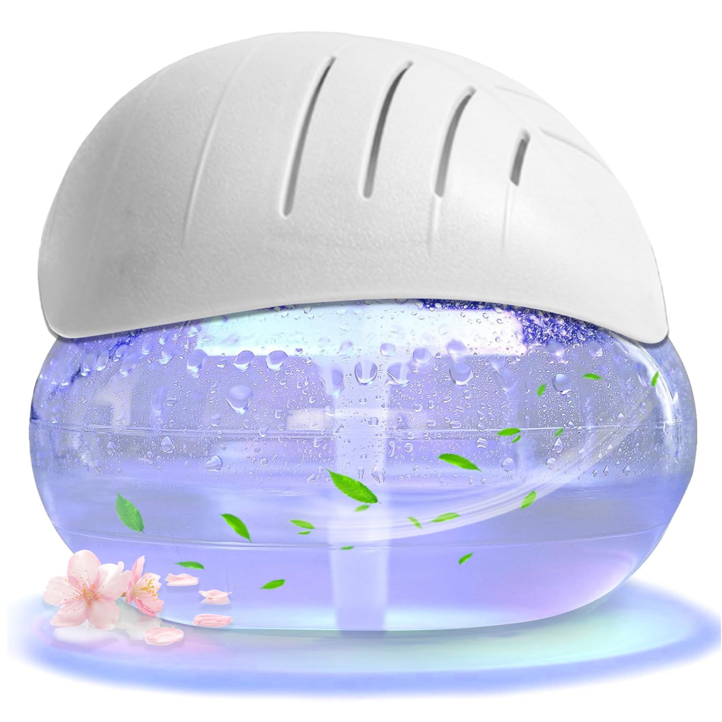 Air freshener (White) - for home, bedroom and office - Essential oil aroma diffuser with LED coloured night light with soothing water flow sound - Water filtered air purifier for pets and smokers.