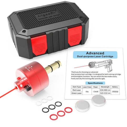 Angeebin Advanced Laser Training Cartridge and Boresighter Two-in-One Dual-Purpose for 9mm/.357/.38spl to Boresighter and Dry Fire Practice
