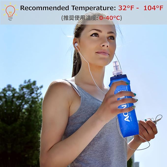 Azarxis Soft Flask Collapsible Water Bottle Running Soft Gel Flask Reservoir Handheld Folding TPU 250 500ml for Hydration Pack Hiking Cycling Climbing (500ml/16.9oz - 2 Pack with 2 Speed Straws)