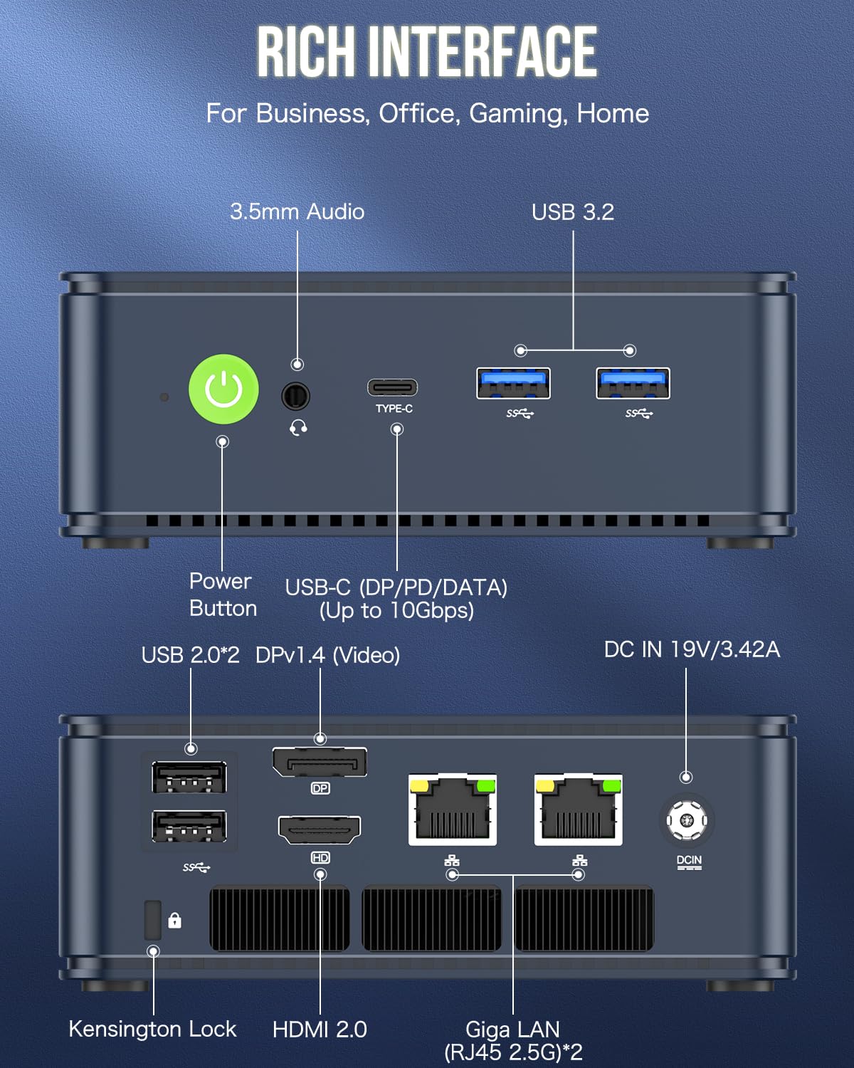 GMKtec M5 Plus Gaming Mini PC Ryzen 7 5825U (Upgraded 7430U/ 5700U), 32GB RAM 1TB SSD Dual NIC LAN 2.5GbE Desktop Computers Office Home, Triple 4K Display, WiFi 6E, USB3.2, USB-C, BT 5.2, DP, HDMI 2.0