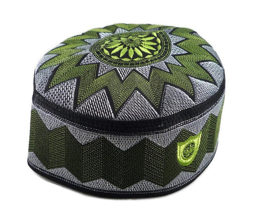 Alwee ALW006 Muslim Prayer Headware Kufi Hat Men Islam Skull Cap Ramadan Eid Gift (23.5 inch (59.5 cm.), Green)